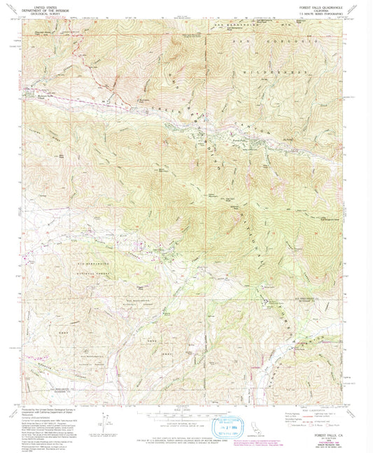 USGS Classic Forest Falls California 7.5'x7.5' Topo Map Image