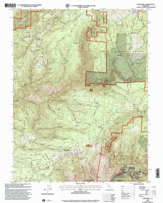 Classic USGS Foresthill California 7.5'x7.5' Topo Map Image