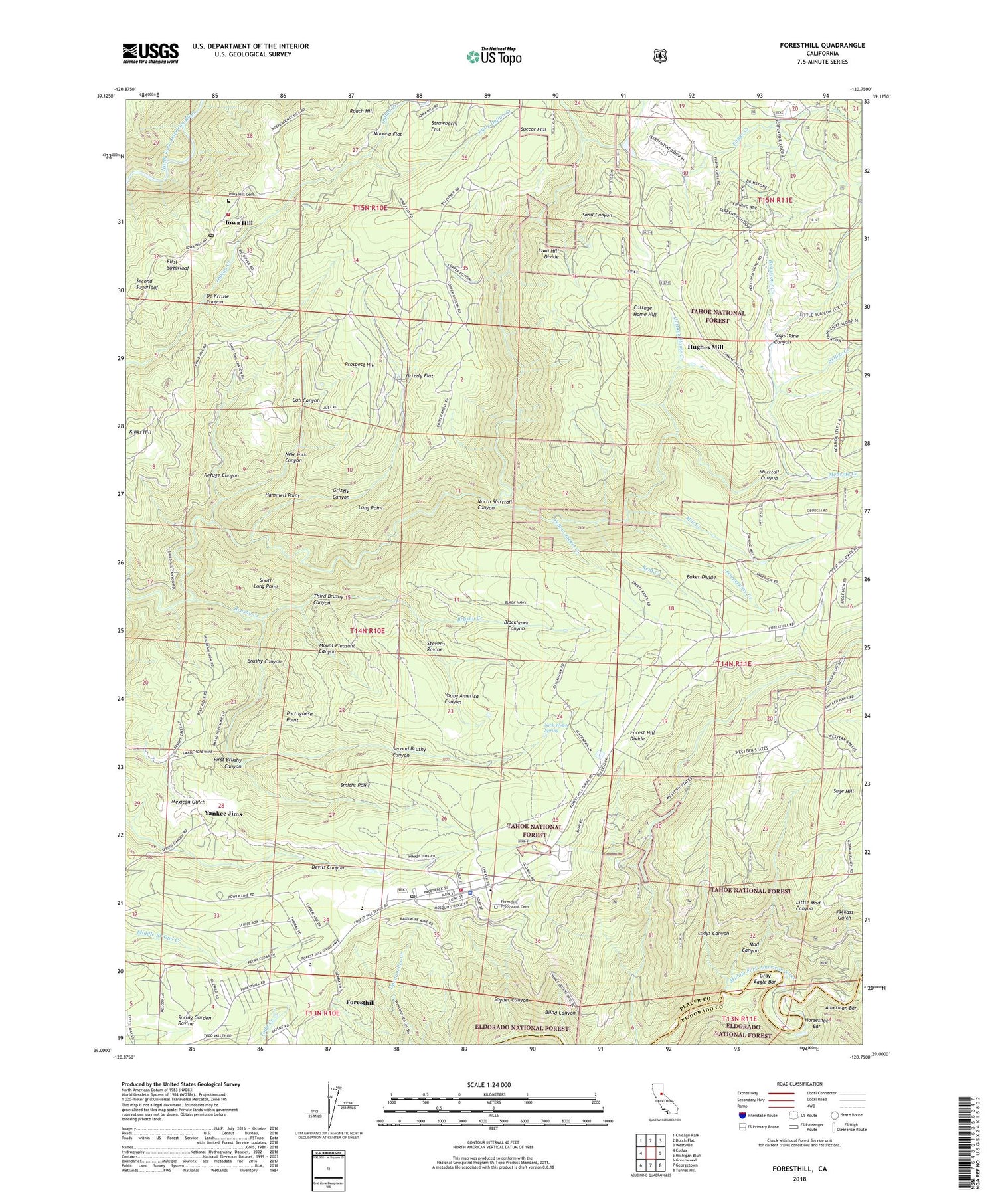 Foresthill California US Topo Map Image