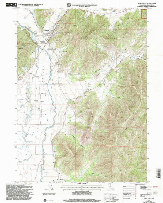 Classic USGS Fort Jones California 7.5'x7.5' Topo Map Image