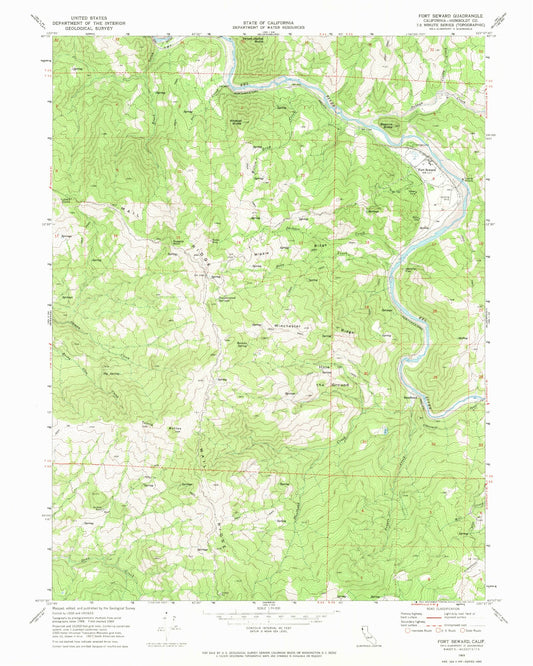 Classic USGS Fort Seward California 7.5'x7.5' Topo Map Image