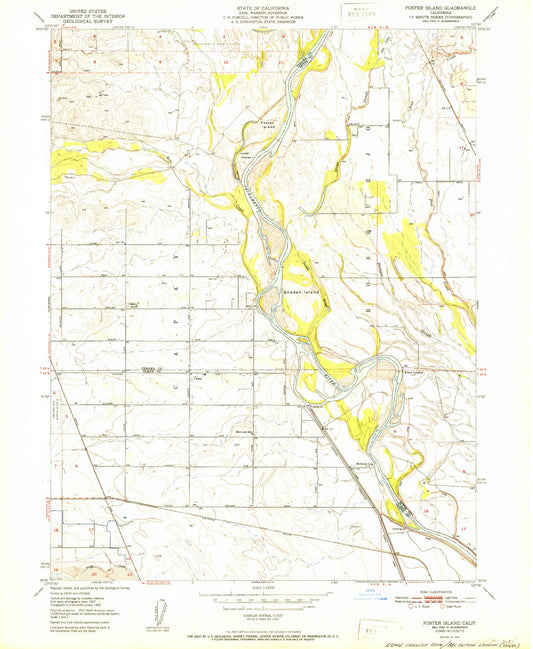Classic USGS Foster Island California 7.5'x7.5' Topo Map Image