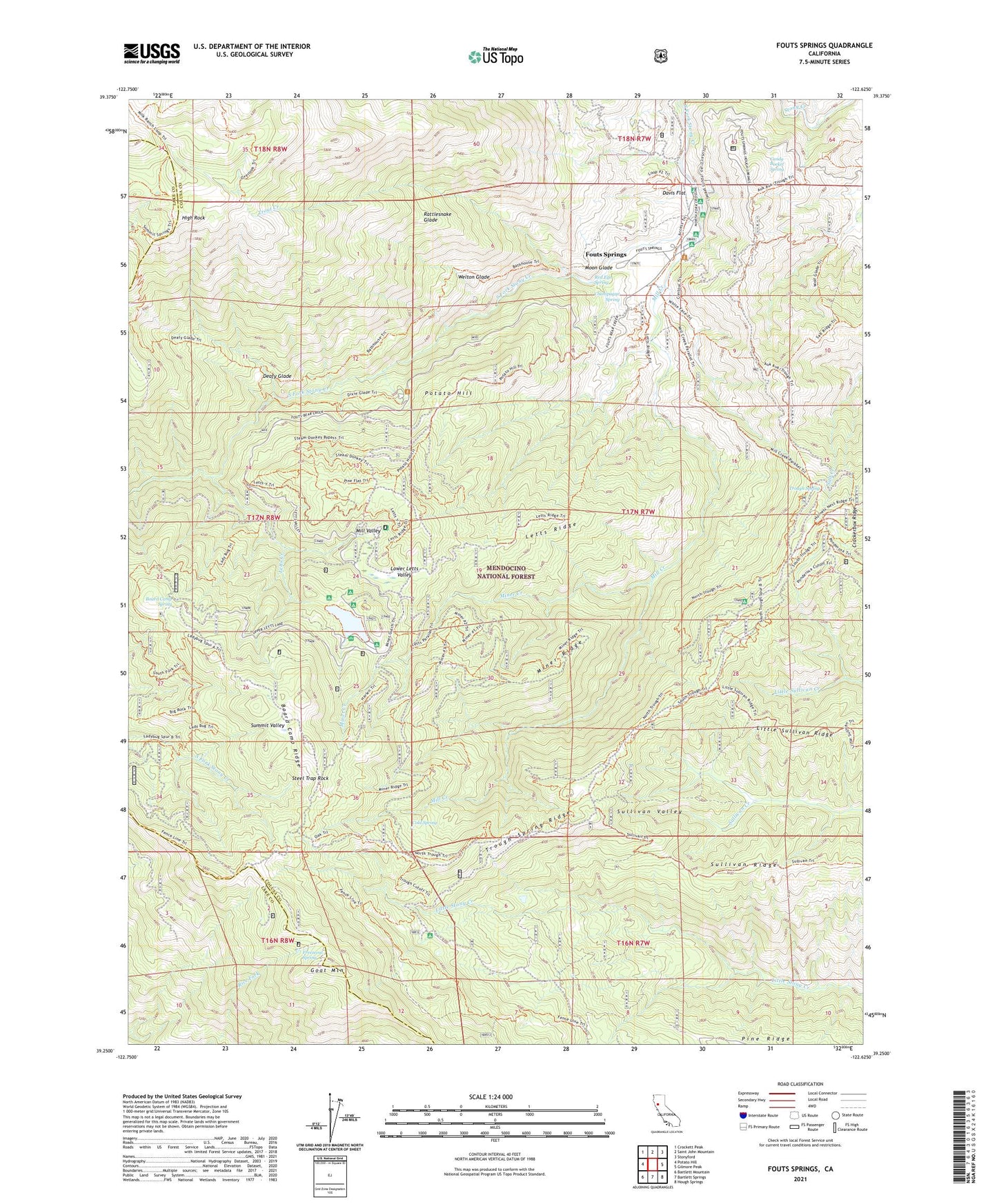 Fouts Springs California US Topo Map Image