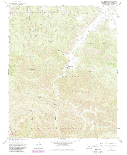 Classic USGS Fox Mountain California 7.5'x7.5' Topo Map Image