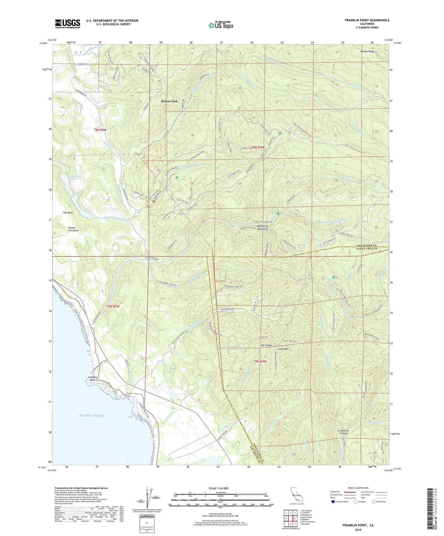 Franklin Point California US Topo Map Image
