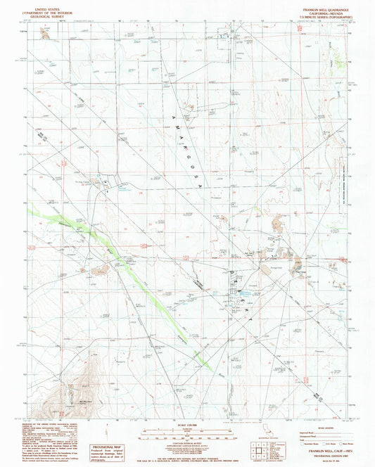 Classic USGS Franklin Well California 7.5'x7.5' Topo Map Image