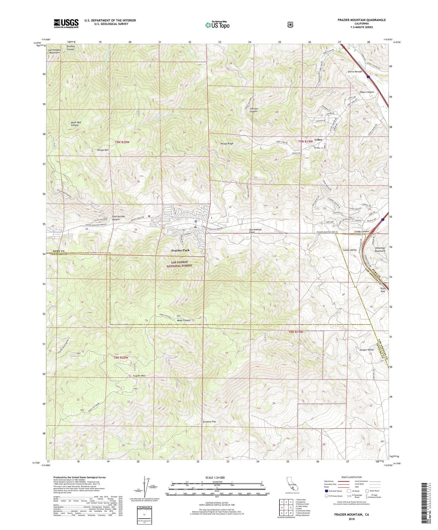 Frazier Mountain California US Topo Map Image