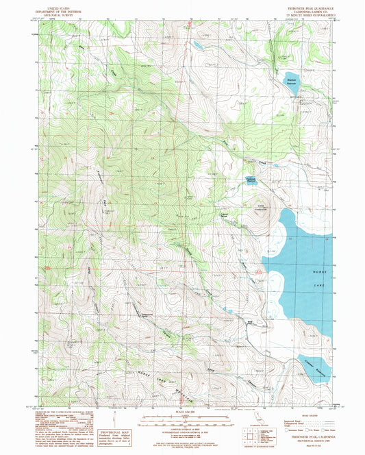 Classic USGS Fredonyer Peak California 7.5'x7.5' Topo Map Image
