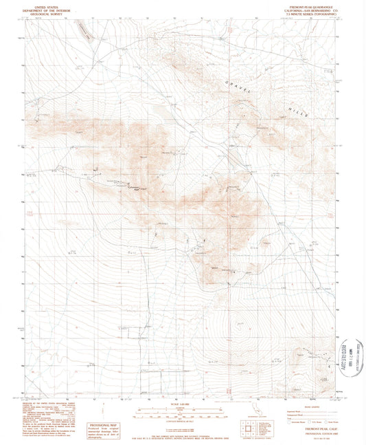 Classic USGS Fremont Peak California 7.5'x7.5' Topo Map Image