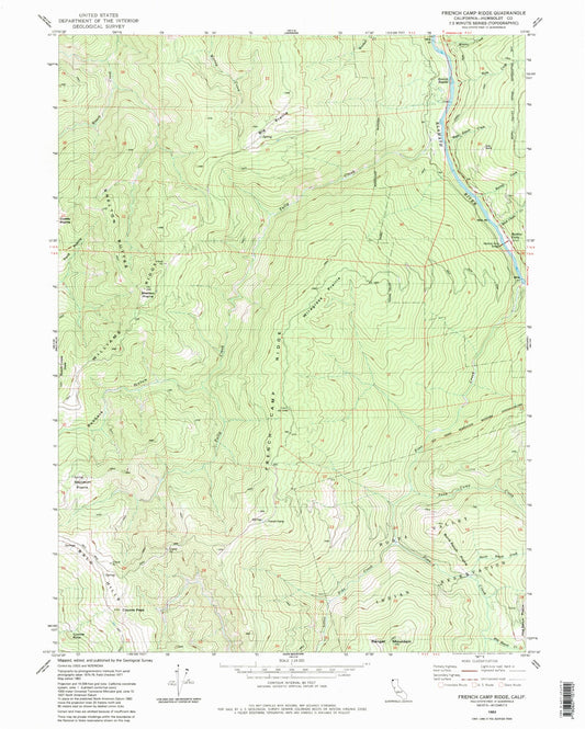 Classic USGS French Camp Ridge California 7.5'x7.5' Topo Map Image