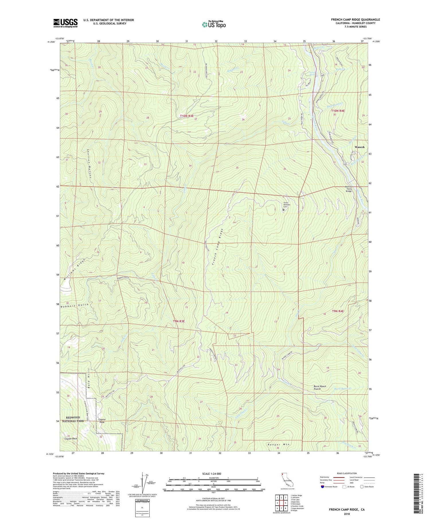 French Camp Ridge California US Topo Map Image
