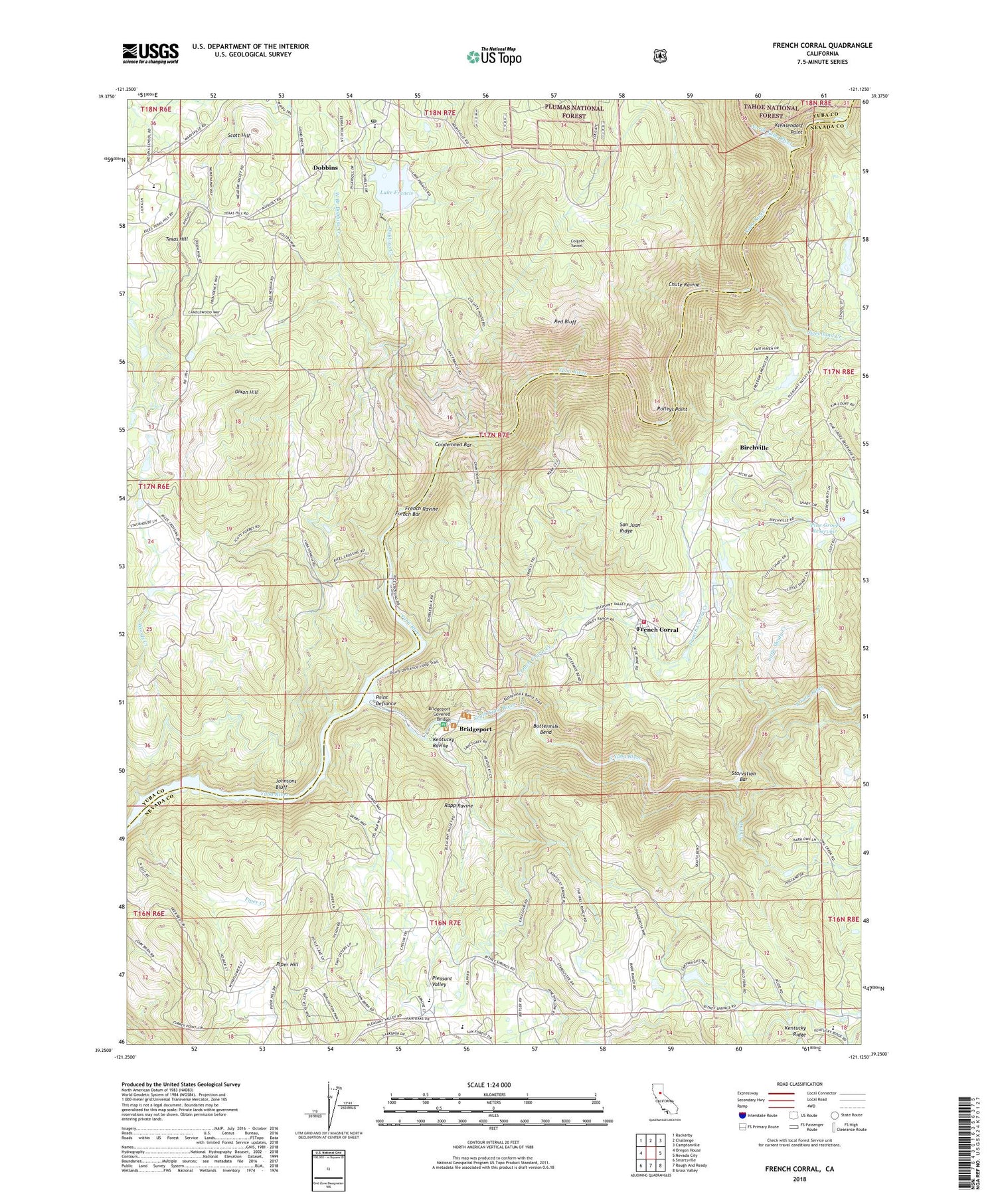 French Corral California US Topo Map Image