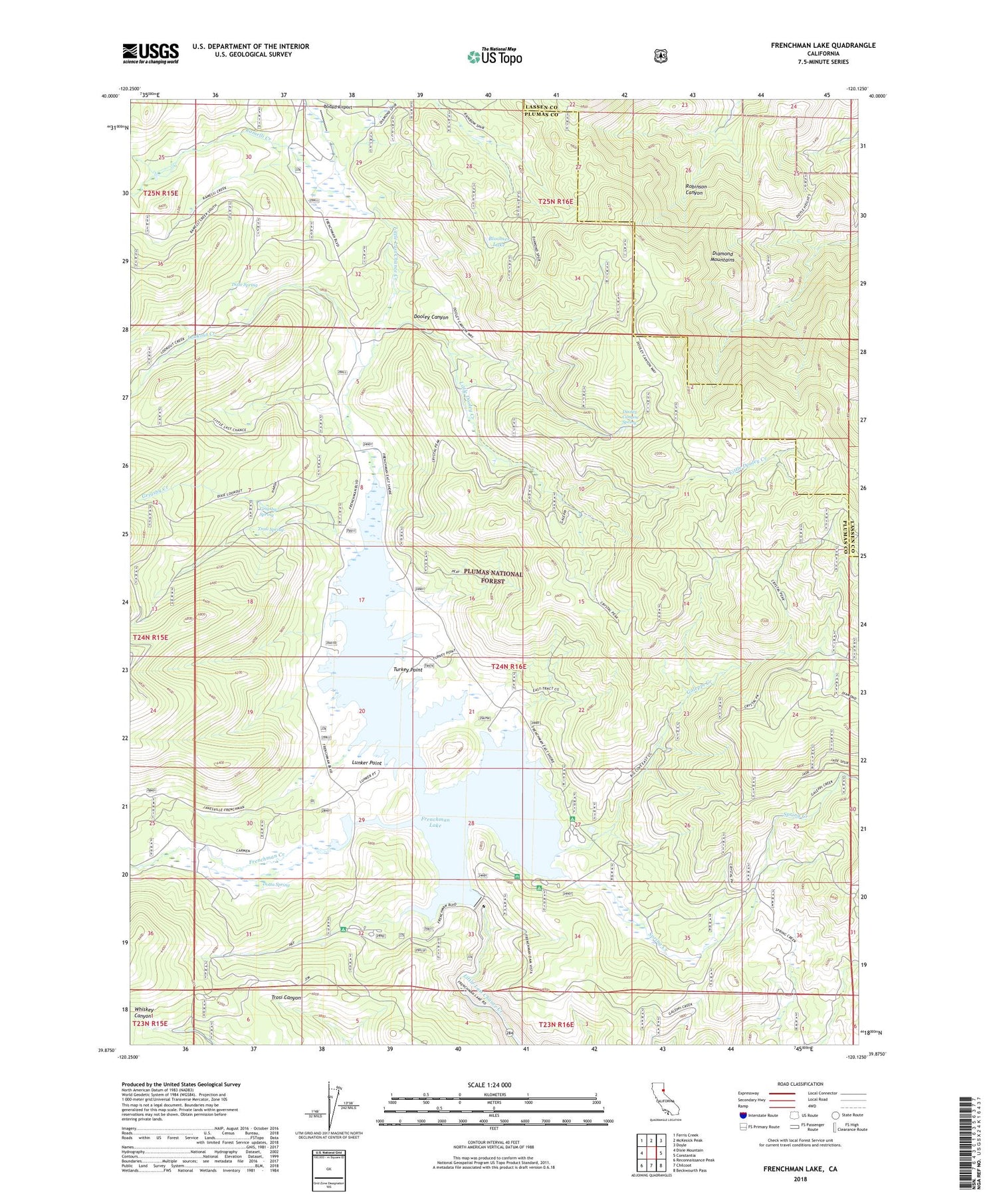 Frenchman Lake California US Topo Map Image