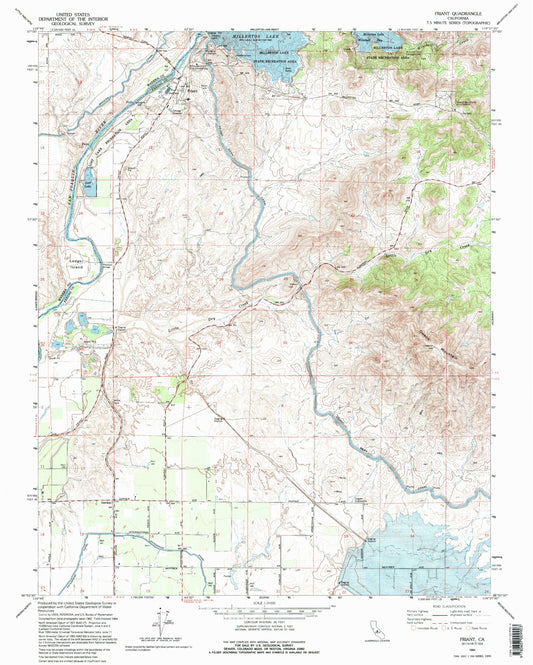 Classic USGS Friant California 7.5'x7.5' Topo Map Image