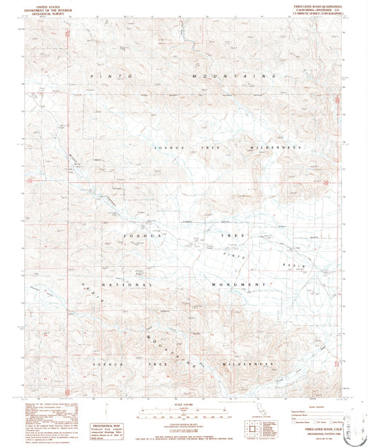 Classic USGS Fried Liver Wash California 7.5'x7.5' Topo Map Image