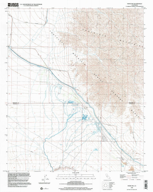 Classic USGS Frink NW California 7.5'x7.5' Topo Map Image