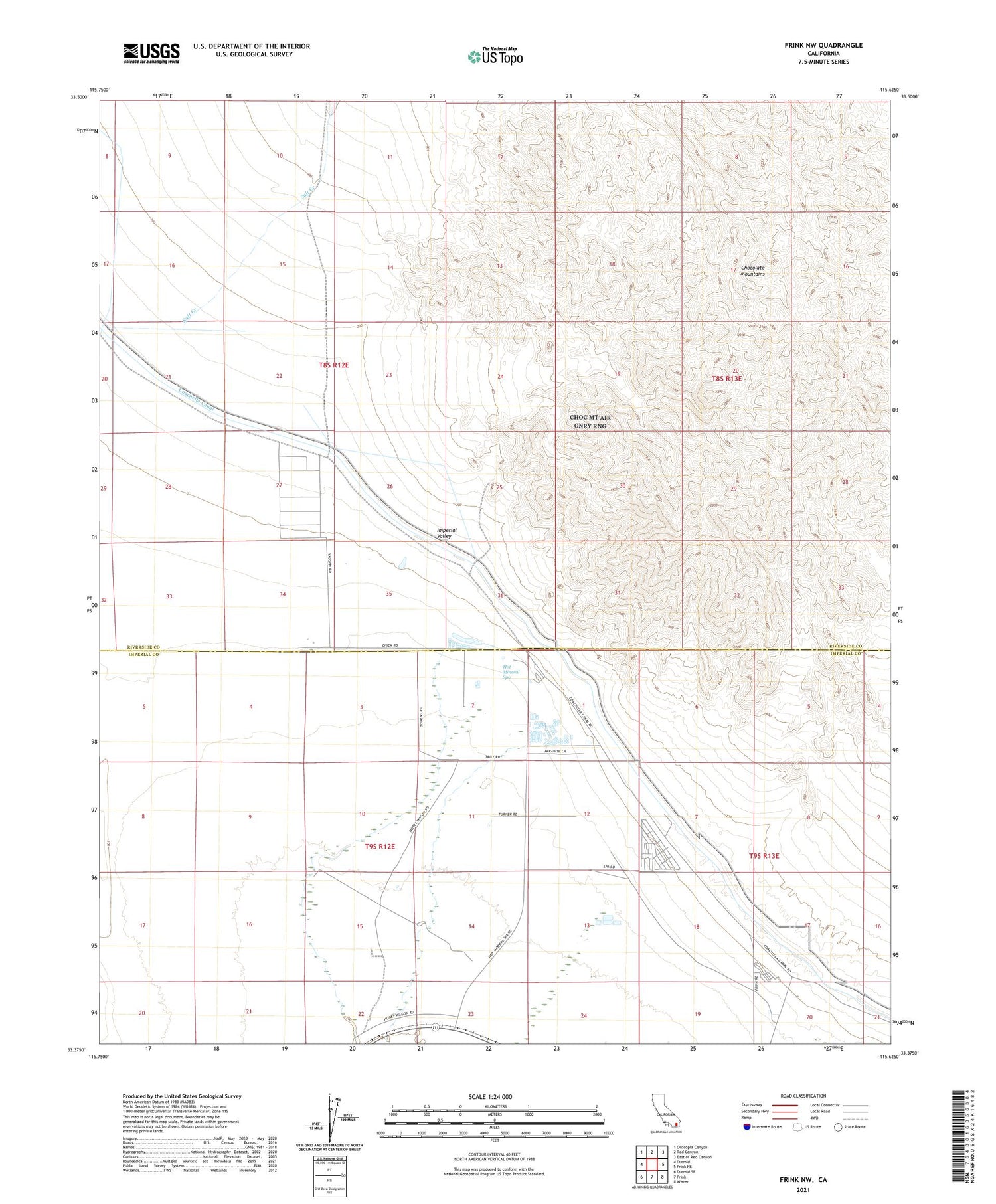 Frink NW California US Topo Map Image