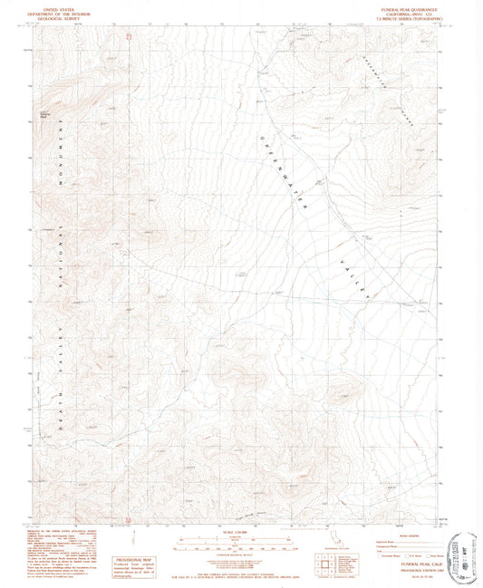 Classic USGS Funeral Peak California 7.5'x7.5' Topo Map Image