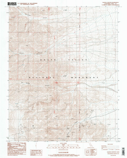 Classic USGS Galena Canyon California 7.5'x7.5' Topo Map Image