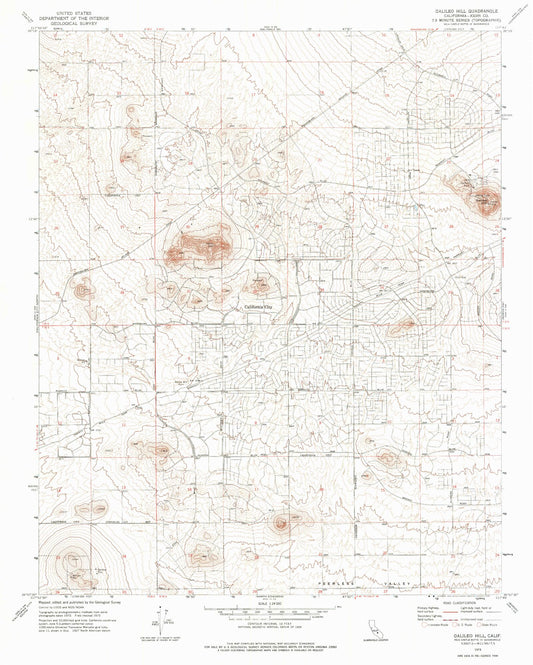 Classic USGS Galileo Hill California 7.5'x7.5' Topo Map Image