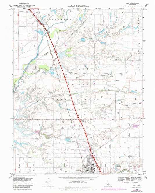 Classic USGS Galt California 7.5'x7.5' Topo Map Image