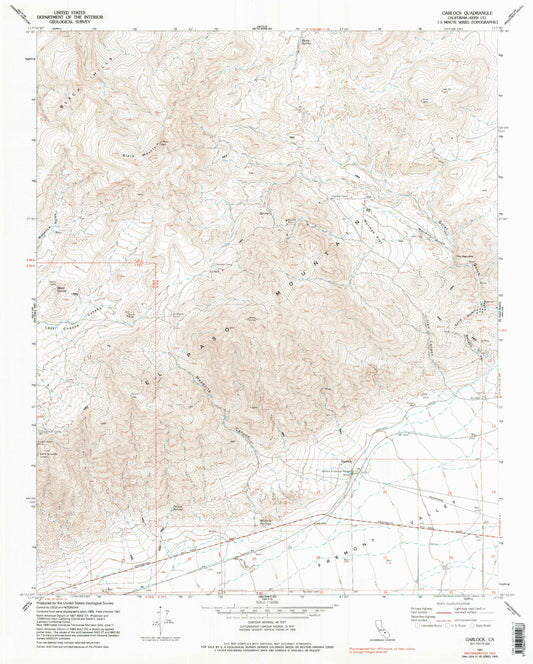Classic USGS Garlock California 7.5'x7.5' Topo Map Image