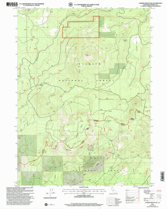 Classic USGS Garner Mountain California 7.5'x7.5' Topo Map Image