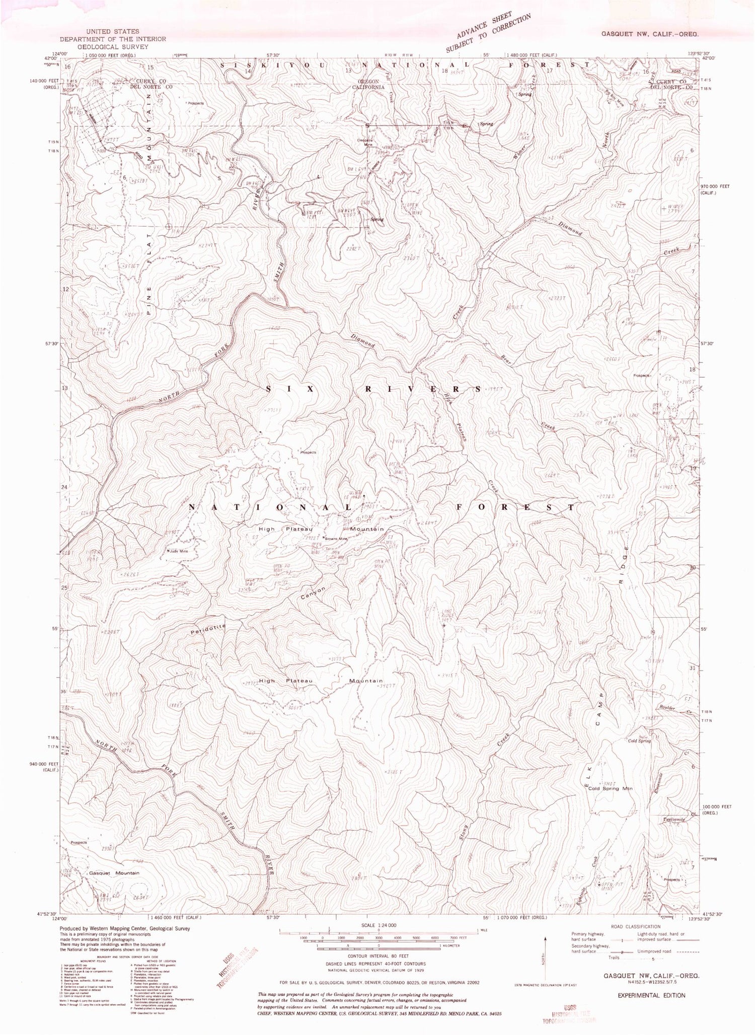 Classic USGS High Plateau Mountain California 7.5'x7.5' Topo Map Image