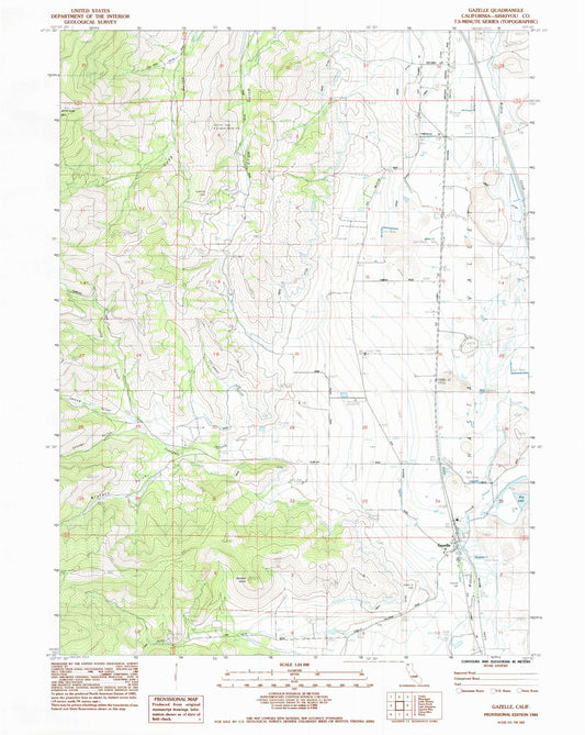 Classic USGS Gazelle California 7.5'x7.5' Topo Map Image