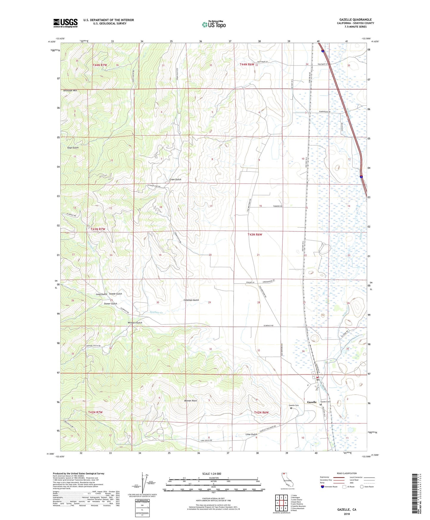 Gazelle California US Topo Map Image