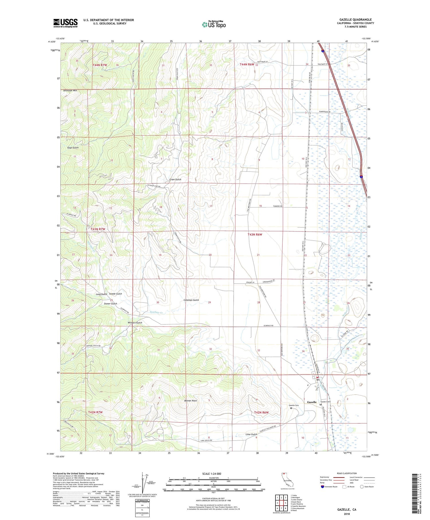 Gazelle California US Topo Map Image