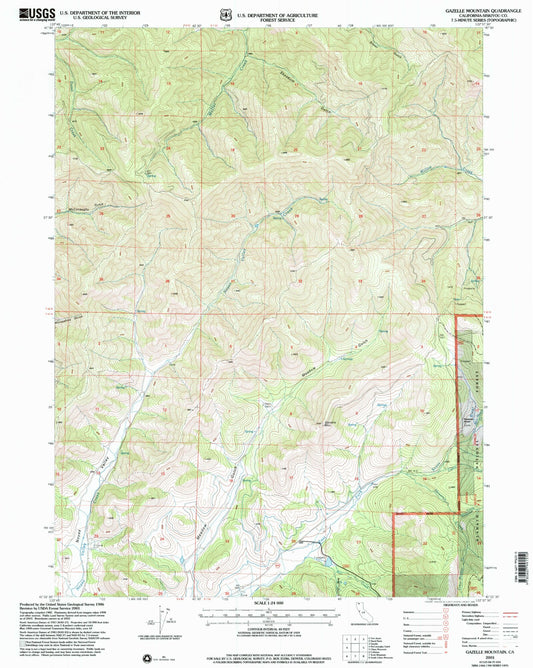 Classic USGS Gazelle Mountain California 7.5'x7.5' Topo Map Image