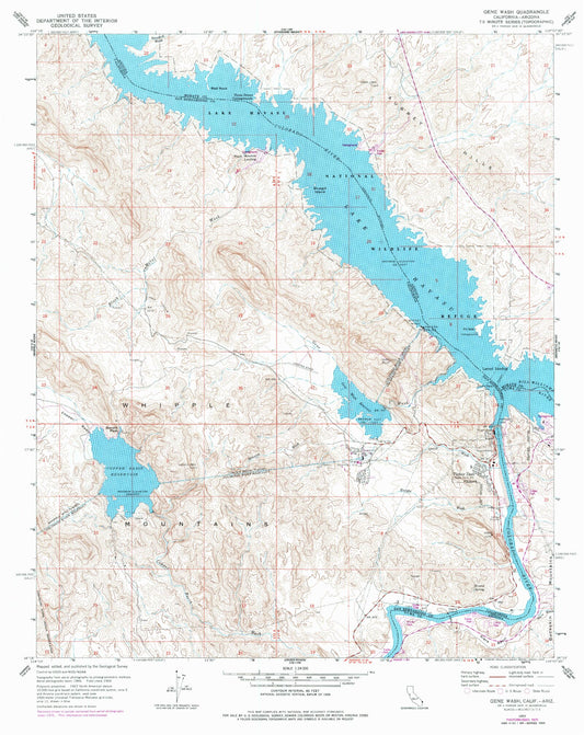Classic USGS Gene Wash California 7.5'x7.5' Topo Map Image