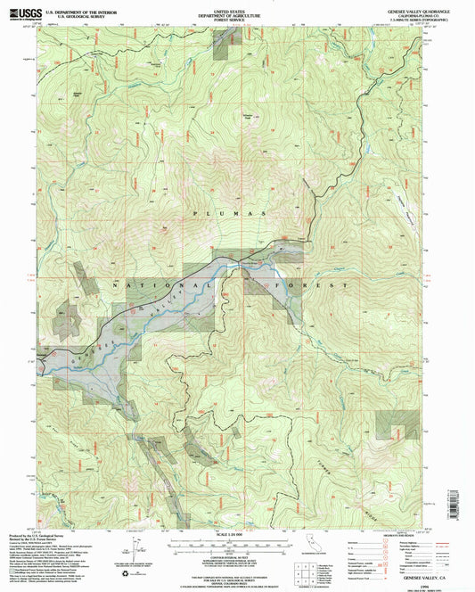 Classic USGS Genesee Valley California 7.5'x7.5' Topo Map Image