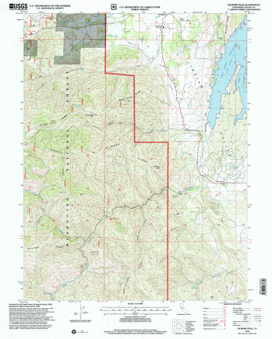 Classic USGS Gilmore Peak California 7.5'x7.5' Topo Map Image