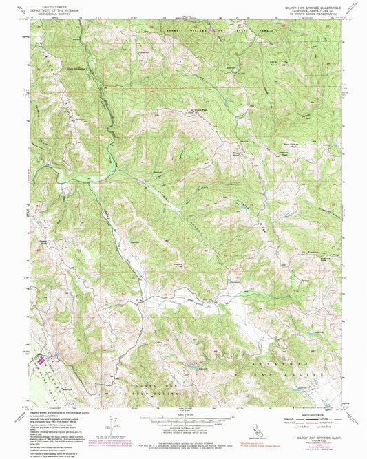 Classic USGS Gilroy Hot Springs California 7.5'x7.5' Topo Map Image