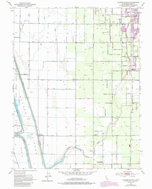 Classic USGS Gilsizer Slough California 7.5'x7.5' Topo Map Image