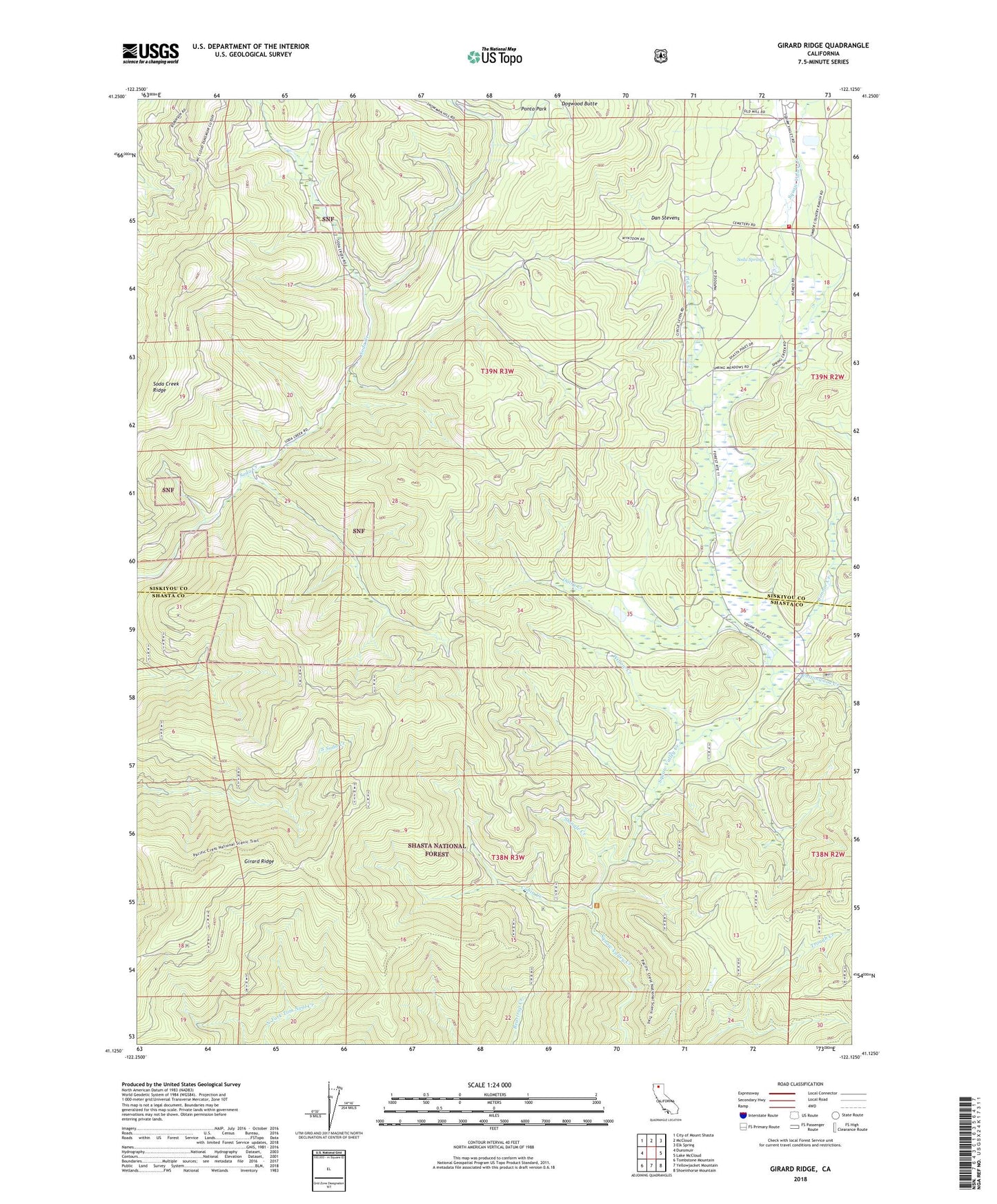 Girard Ridge California US Topo Map Image