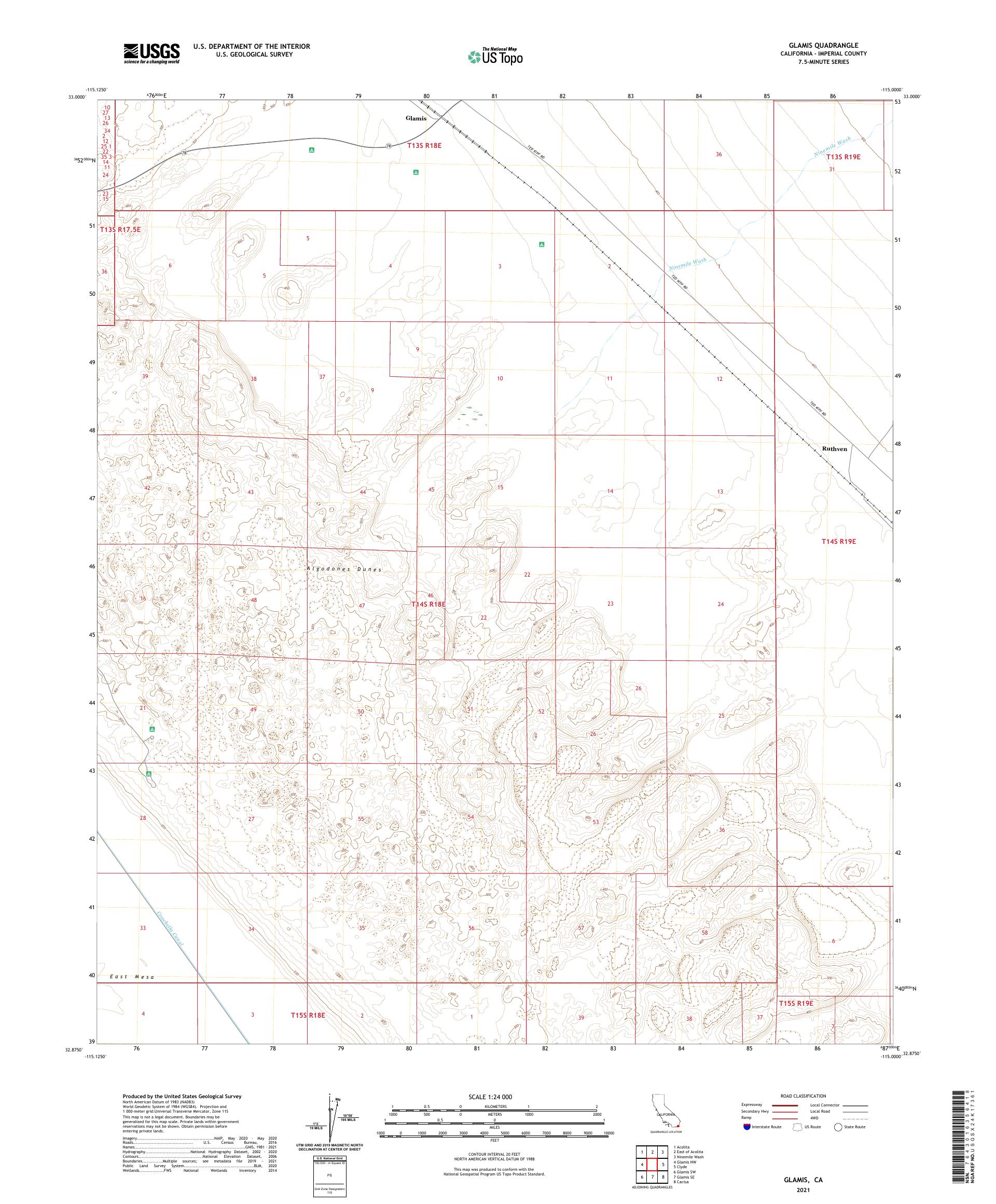 Glamis California US Topo Map – MyTopo Map Store