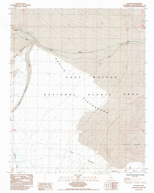 Classic USGS Glasgow California 7.5'x7.5' Topo Map Image