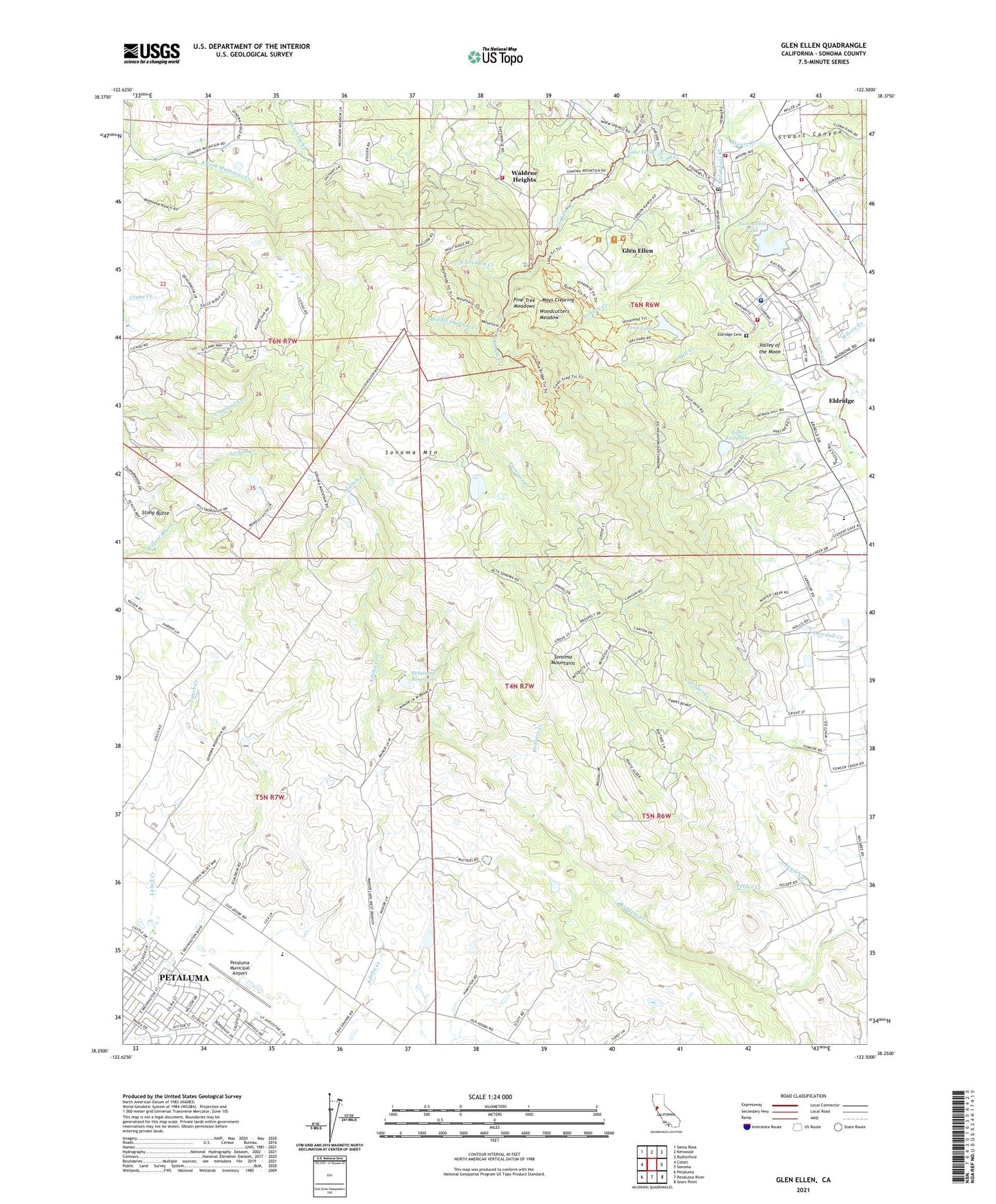 Glen Ellen California US Topo Map Image