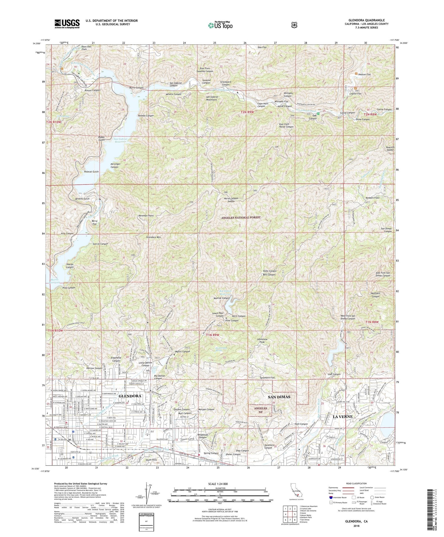 Glendora California US Topo Map Image