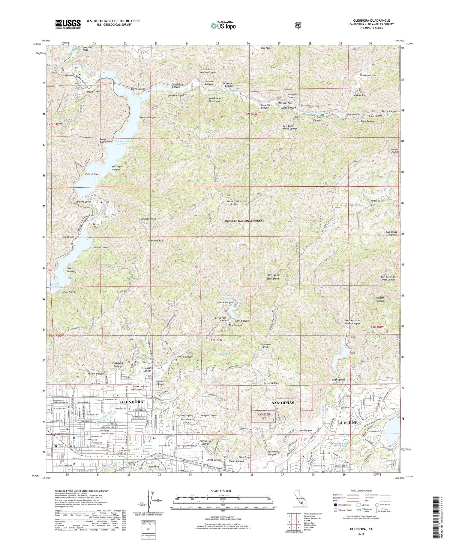 Glendora California US Topo Map Image