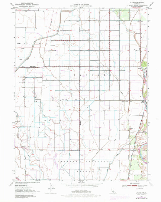 Classic USGS Glenn California 7.5'x7.5' Topo Map Image