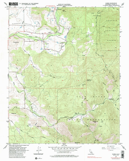 Classic USGS Globe California 7.5'x7.5' Topo Map Image