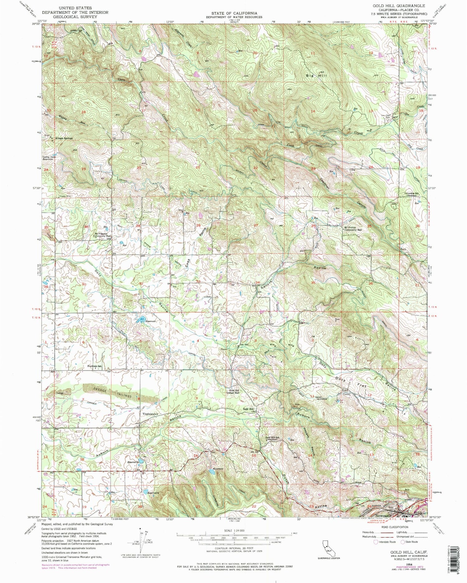Classic USGS Gold Hill California 7.5'x7.5' Topo Map Image