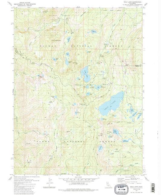 USGS Classic Gold Lake California 7.5'x7.5' Topo Map Image