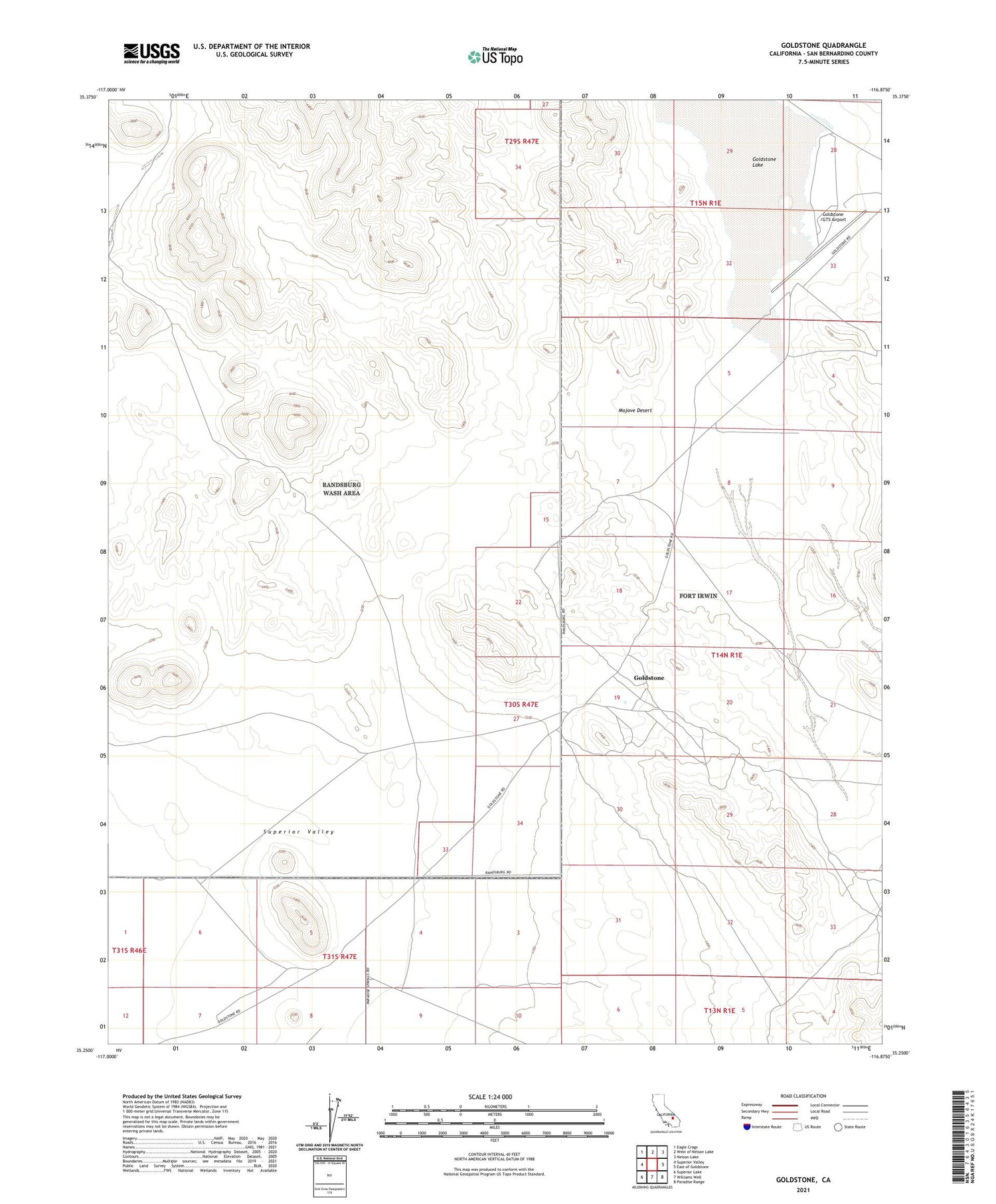 Goldstone California US Topo Map Image