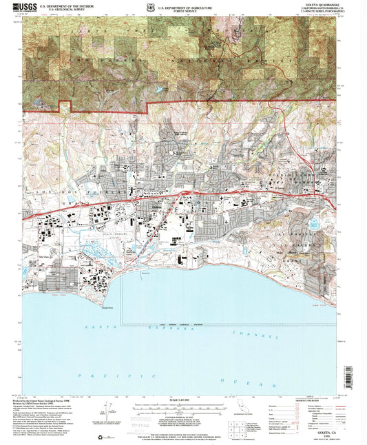 Classic USGS Goleta California 7.5'x7.5' Topo Map Image