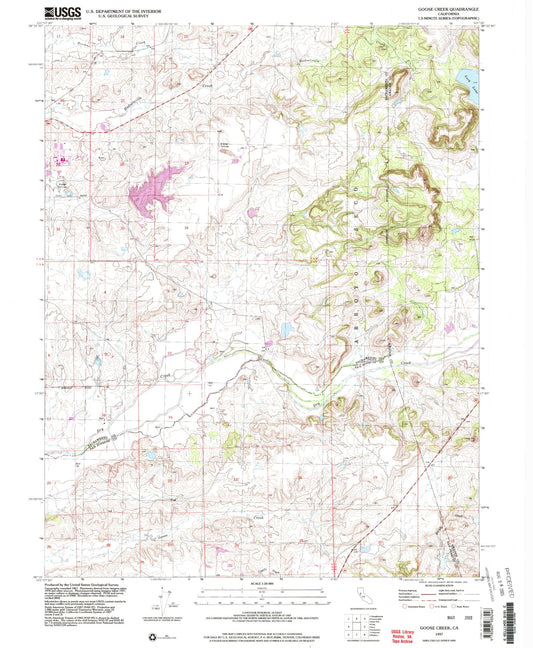 Classic USGS Goose Creek California 7.5'x7.5' Topo Map Image